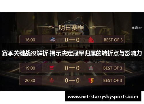 赛季关键战役解析 揭示决定冠军归属的转折点与影响力